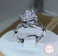 Sparkling Silver Rose Blossom Ring - 925 Sterling Silver