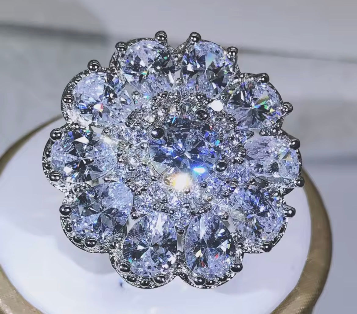 Majestic Sterling Silver Cluster Ring - 925 Silver