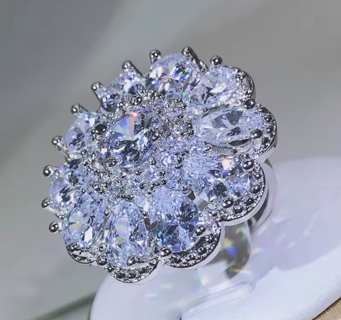 Majestic Sterling Silver Cluster Ring - 925 Silver