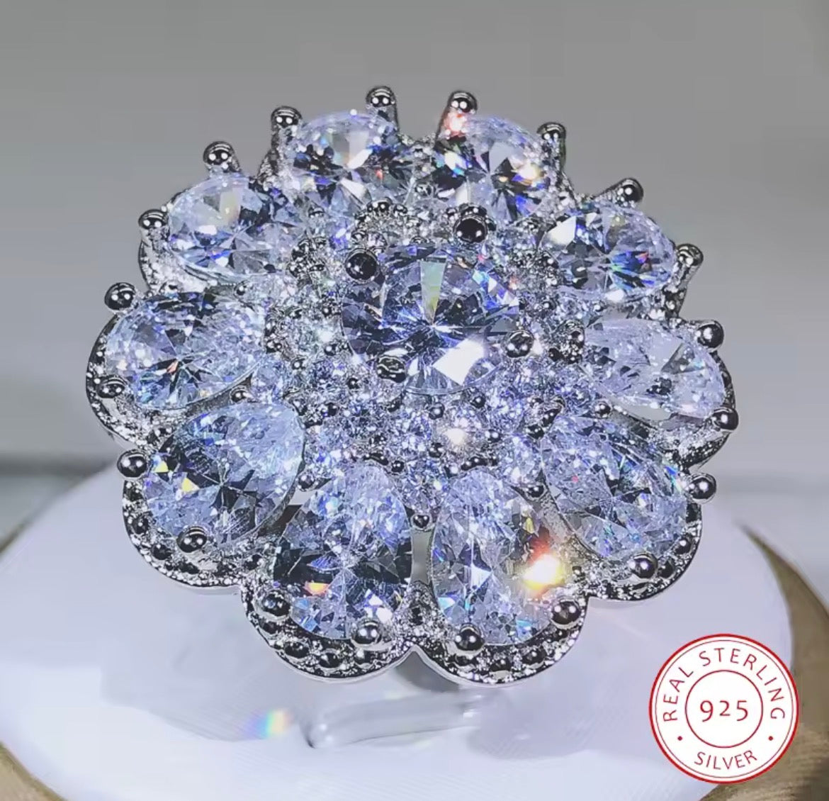 Majestic Sterling Silver Cluster Ring - 925 Silver