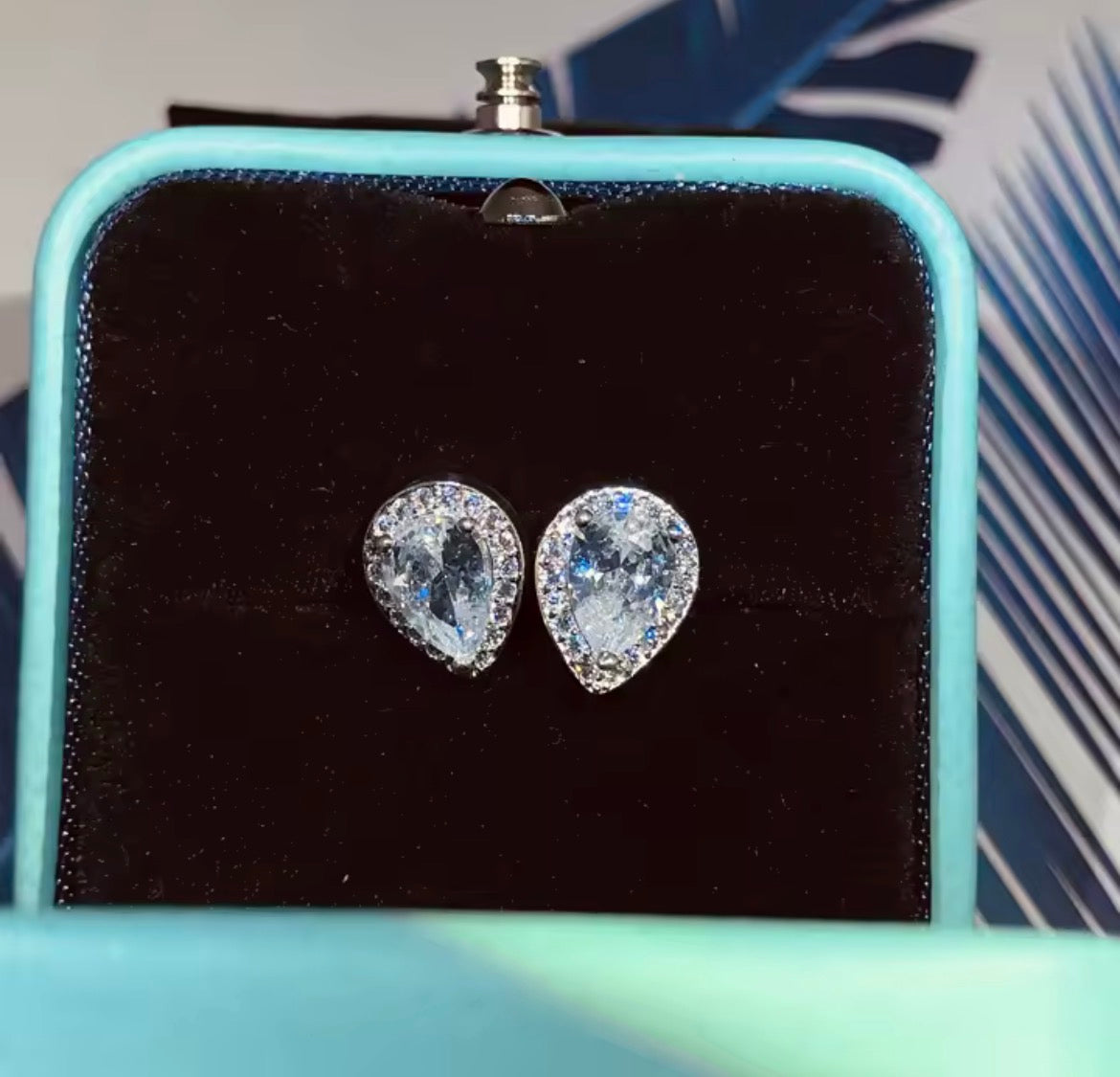 Royal Crown Halo Drop Earrings - 925 Sterling Silver